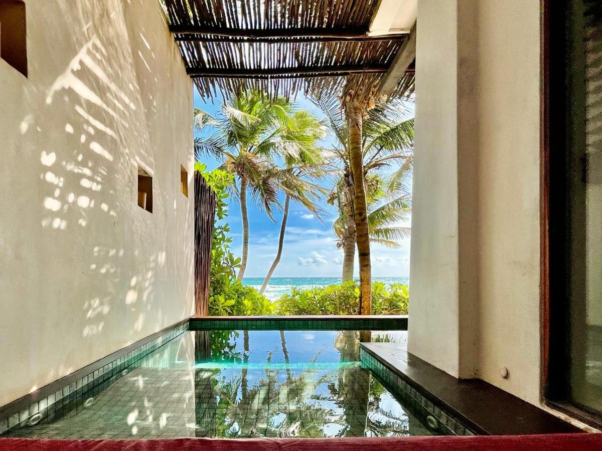Private plunge pool outside a Beachfront Junior Suite at The Beach Tulum Hotel