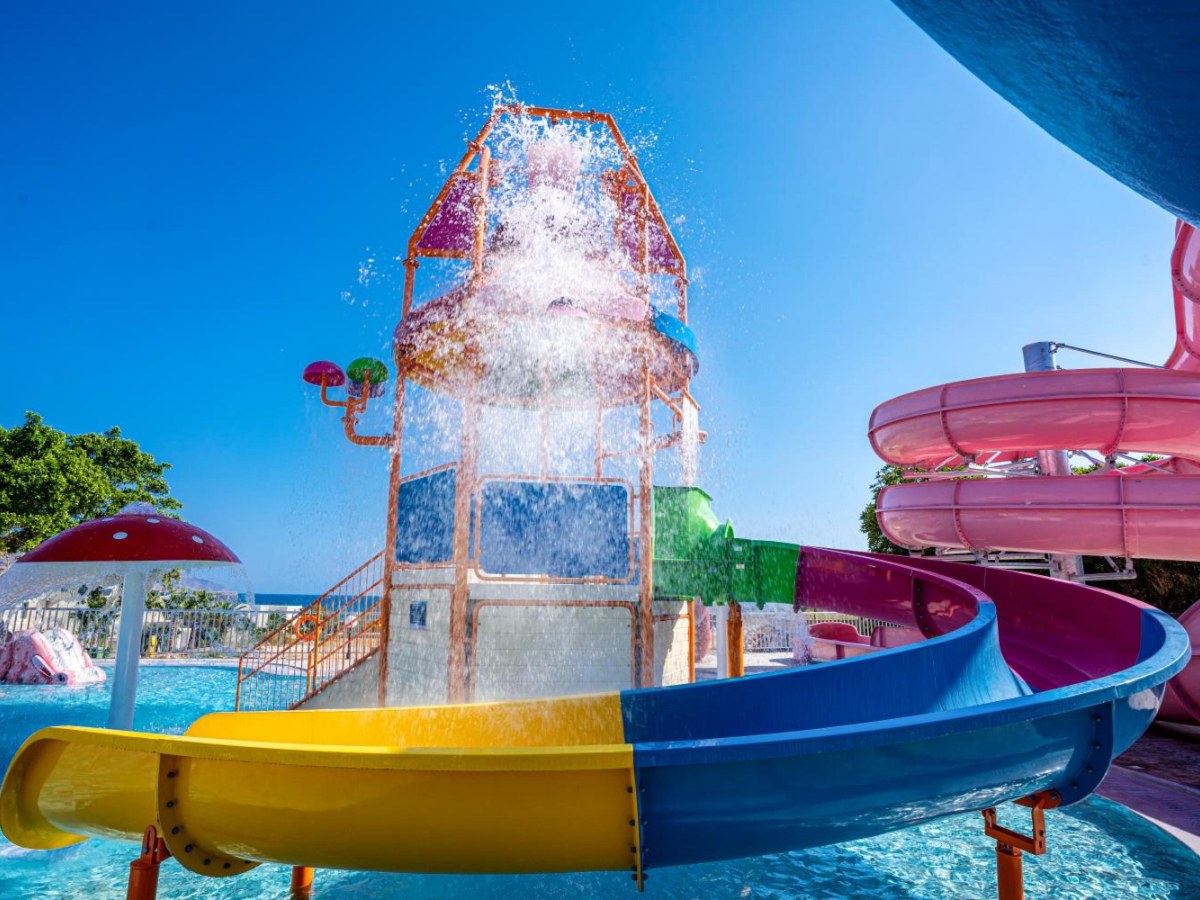 Splash tower and tube slides at Georgioupolis Resort & Aqua Park near Chania, Crete