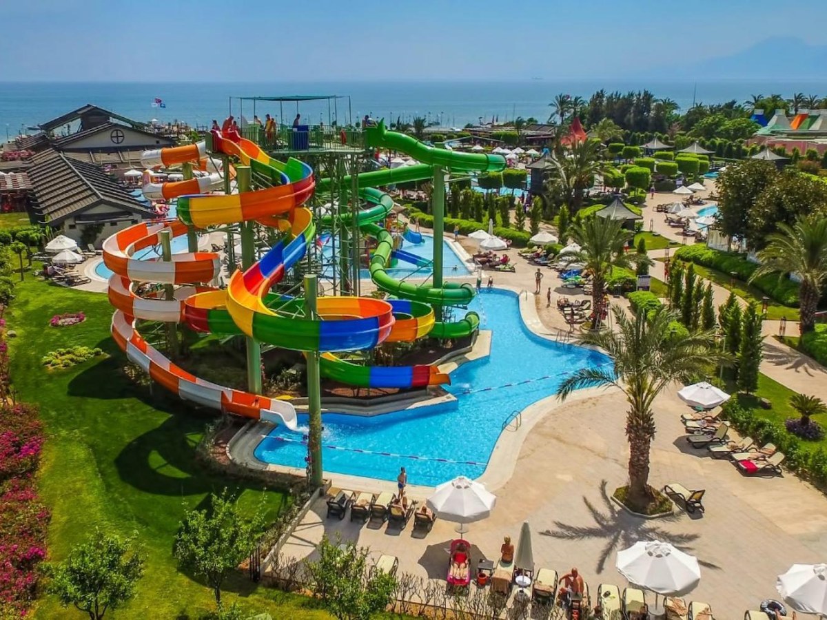 Slide tower above the slide pool at Limak Lara Deluxe Hotel & Resort