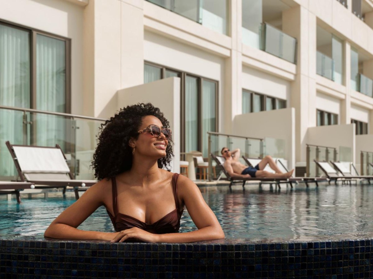 Swim-up pool below the suite terraces at Hyatt Zilara Cancun
