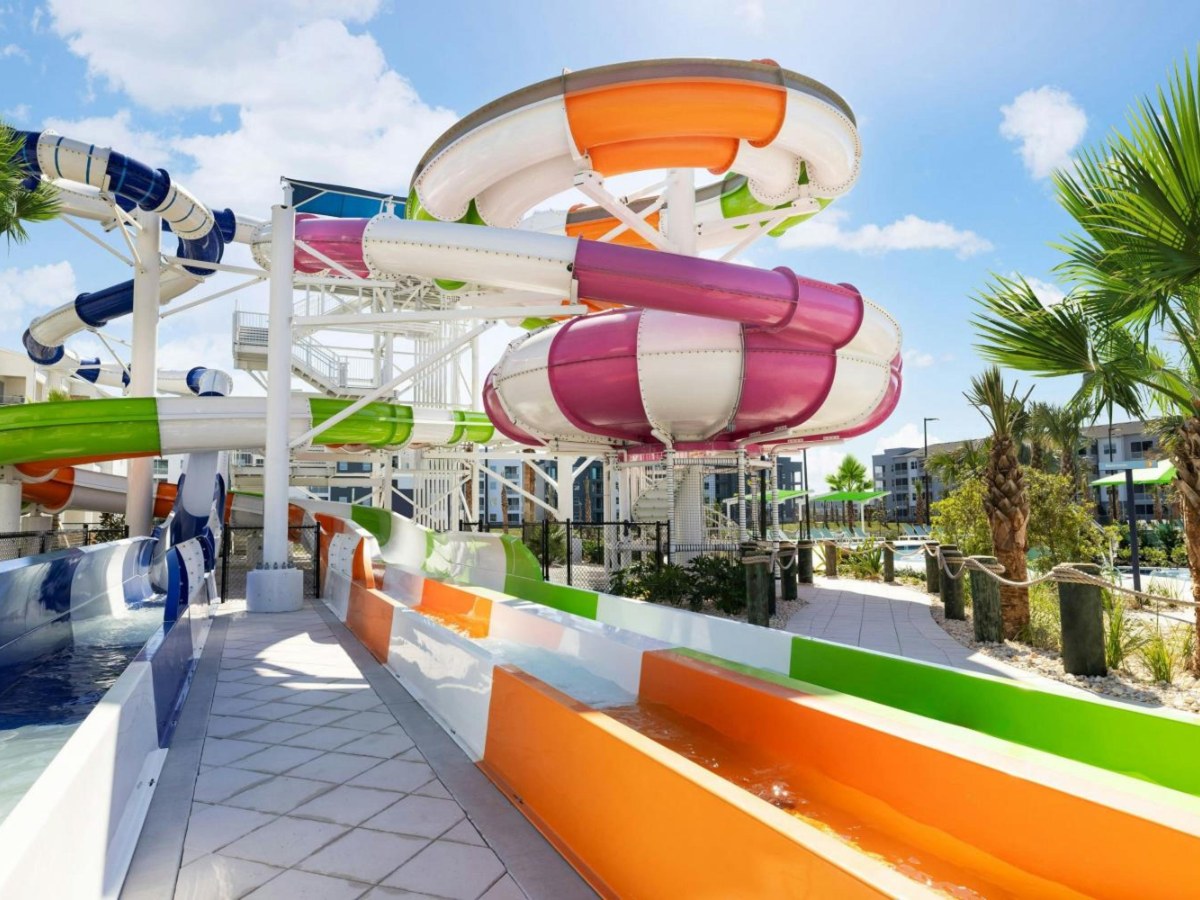 Water slides at Villatel Orlando Resort's Aqua Bay Waterpark