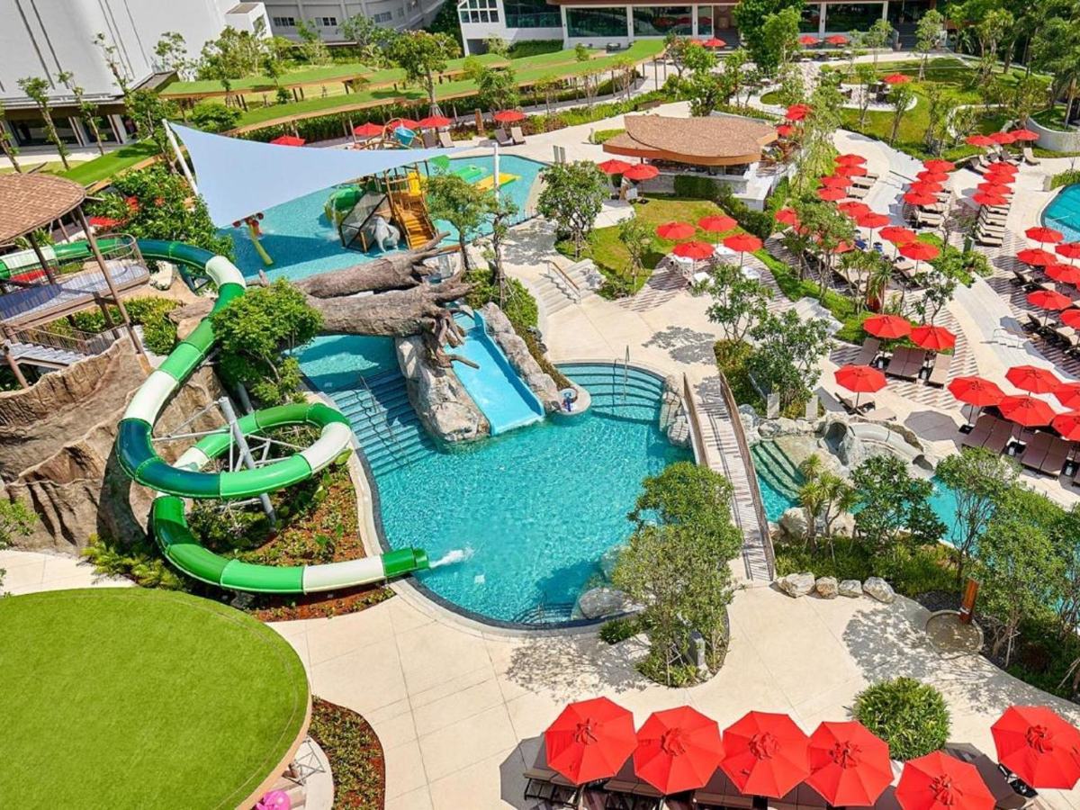 Aerial view of the Aqua Park water slides and pool at Amari Pattaya