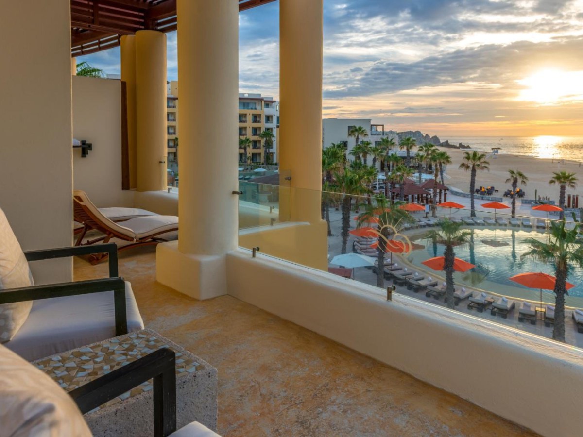 Balcony of an ocean view suite above the beach at Pueblo Bonito Pacifica