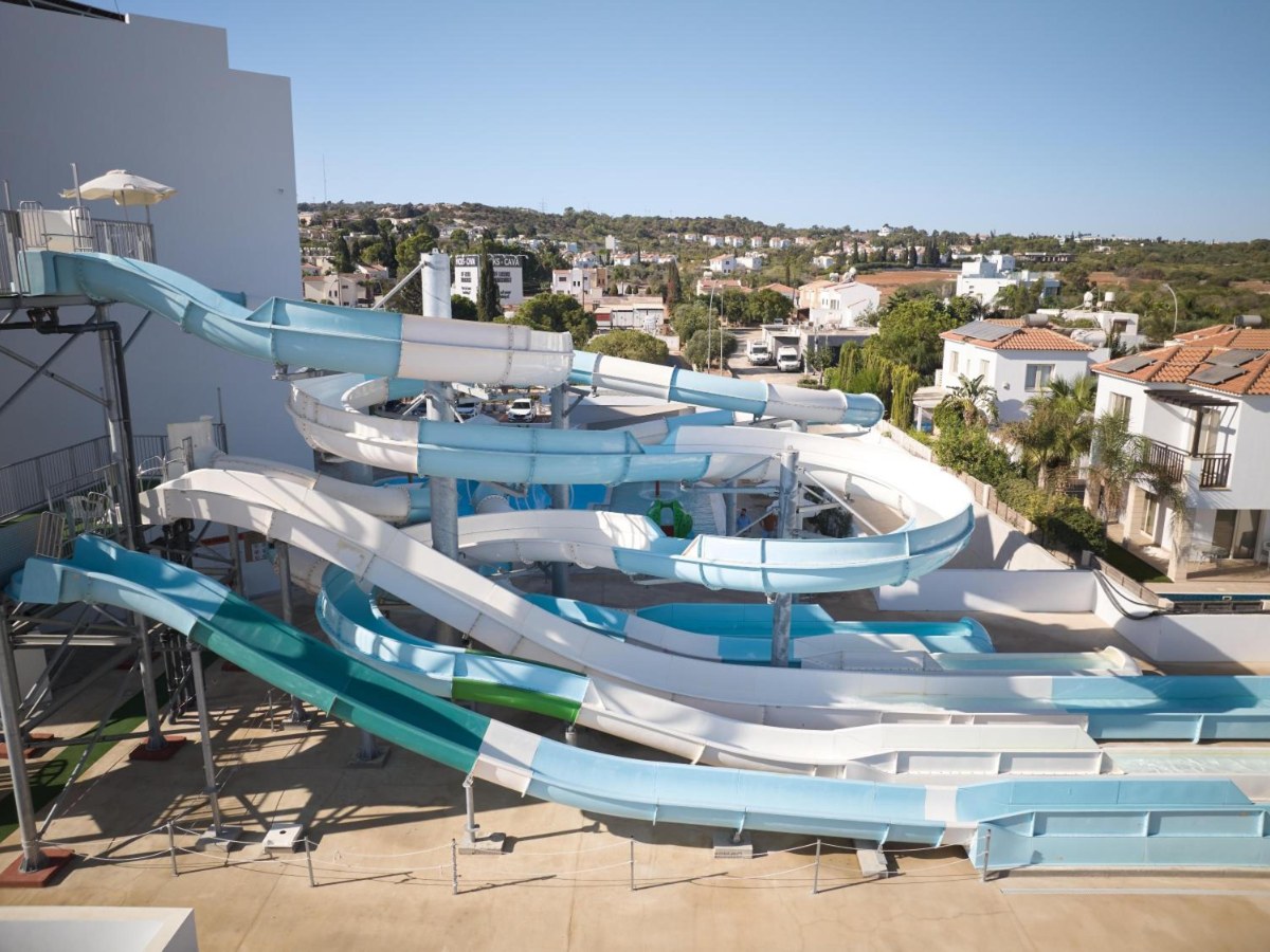 Aqua tube and body slides at the waterpark of Maris Grand Waterpark Resort in Protaras