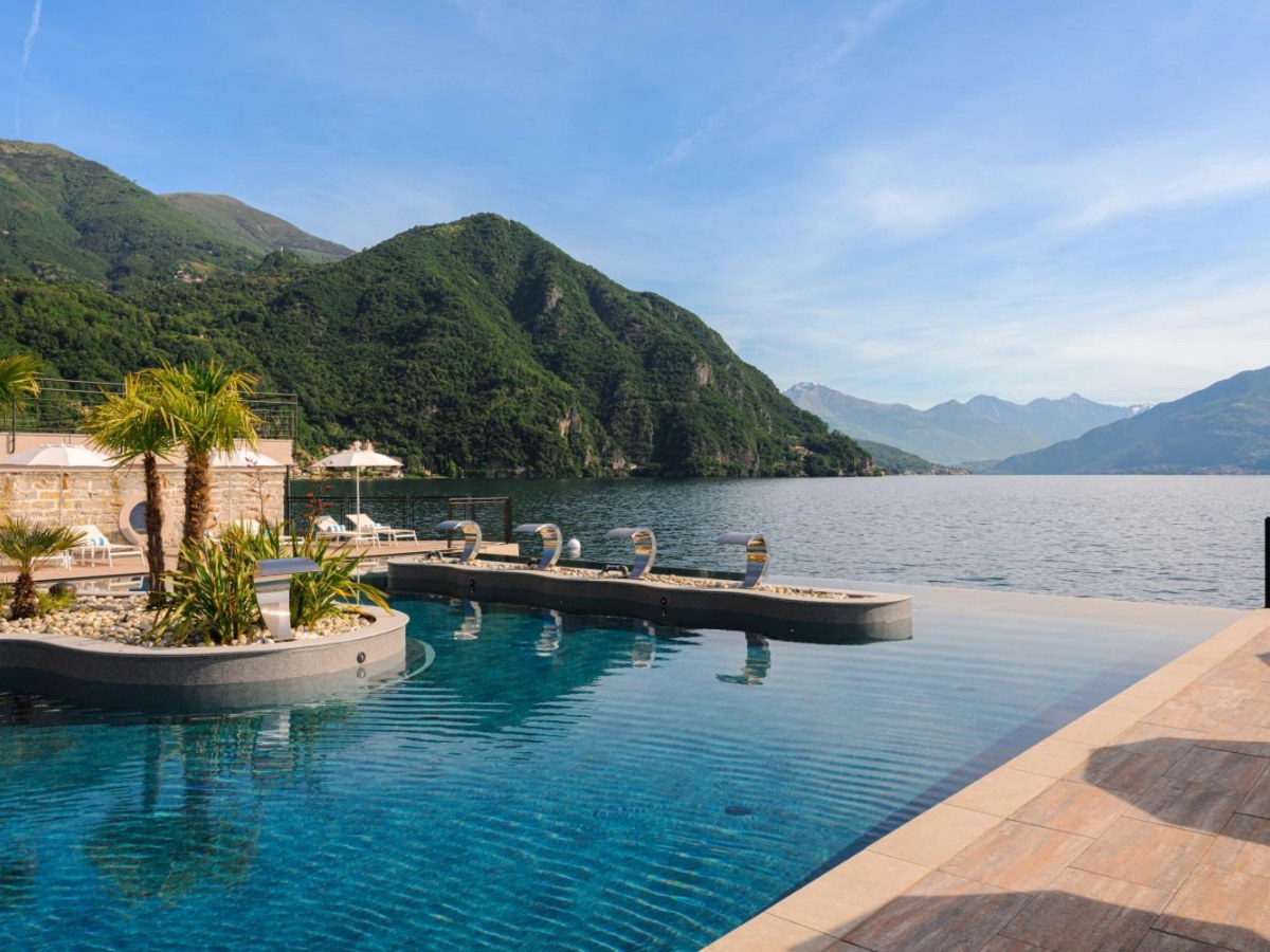Infinity pool facing Lake Como at Grand Hotel Victoria in Menaggio