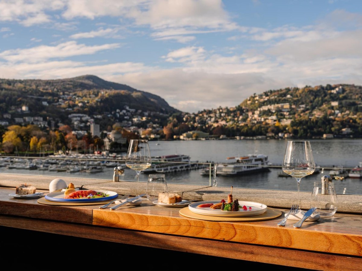 View over Como's harbour and the lake from the rooftop of Palazzo Venezia