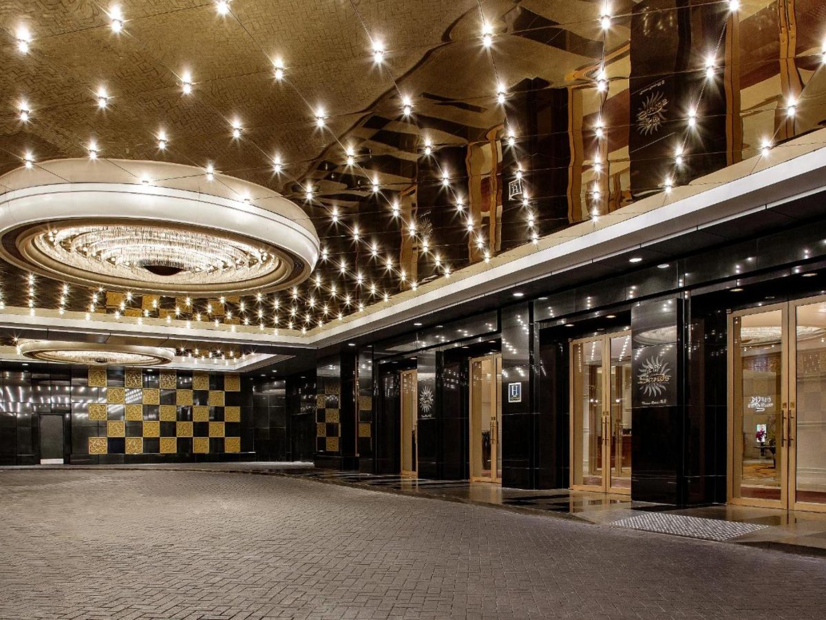 Grand hall with a lit ceiling at Sands Macao