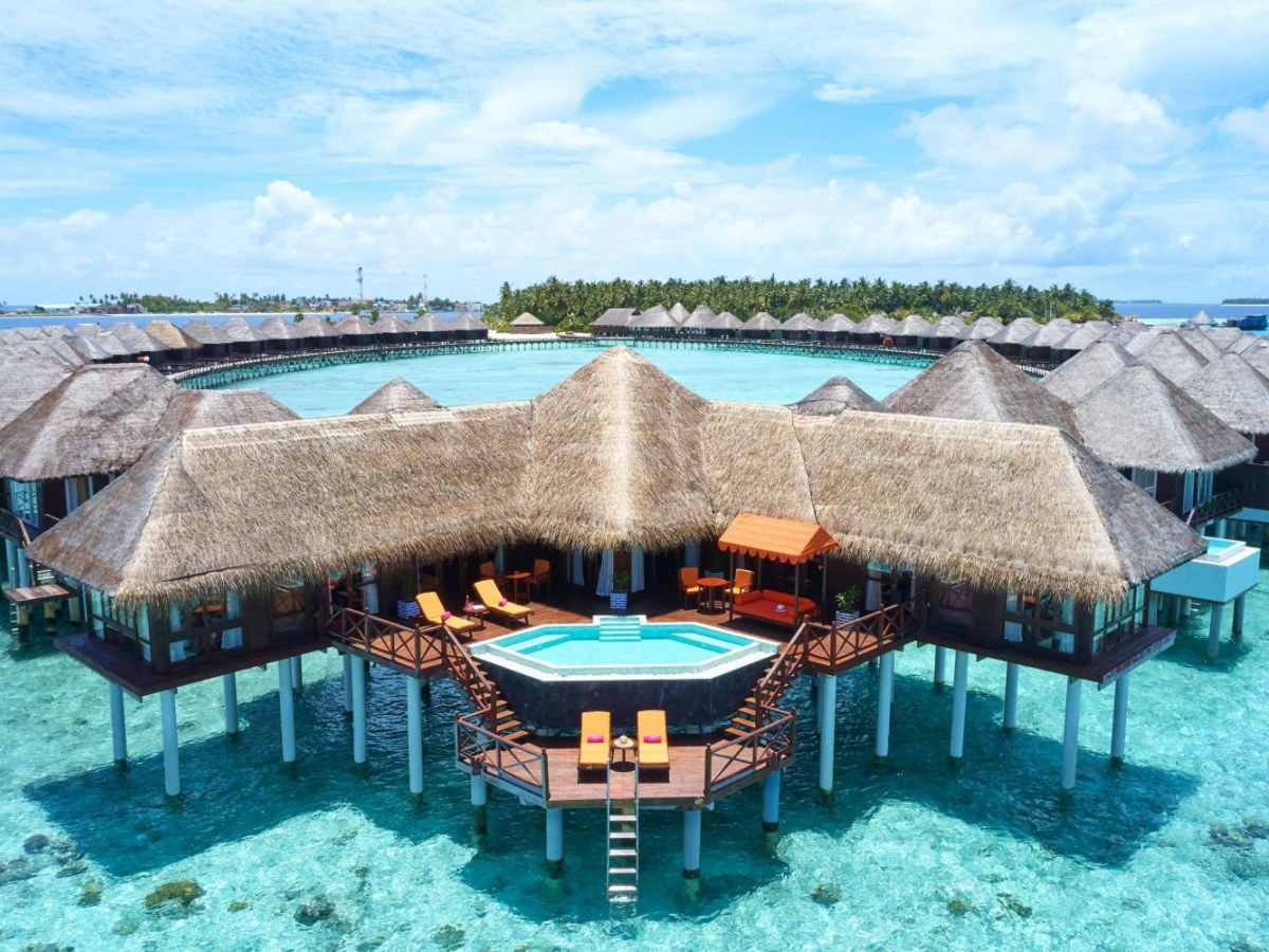 Two-Bedroom Water Villa with pool over the lagoon at Sun Siyam Vilu Reef