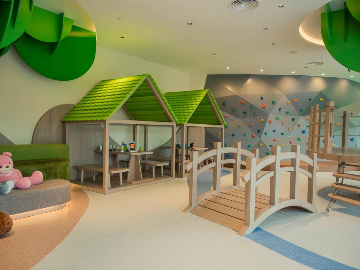 Children's club room with play houses and a climbing wall at Crowne Plaza Phu Quoc Starbay
