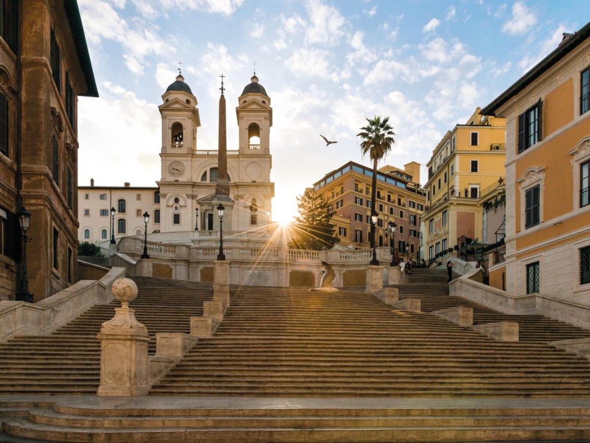 The Spanish Steps rising to Trinità dei Monti, with Hassler Roma at the top