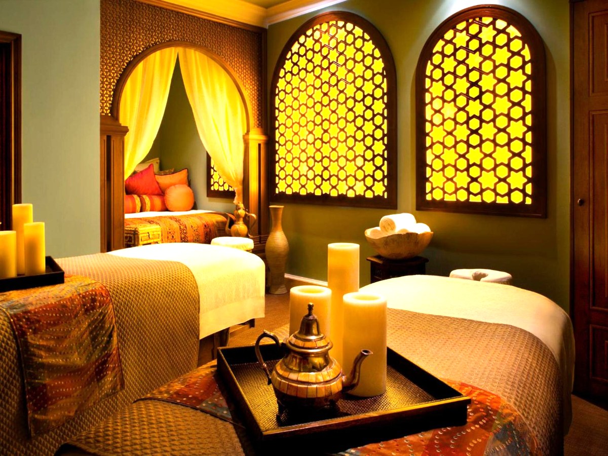Moroccan-style treatment suite with lattice windows at Joya Spa, Omni Montelucia