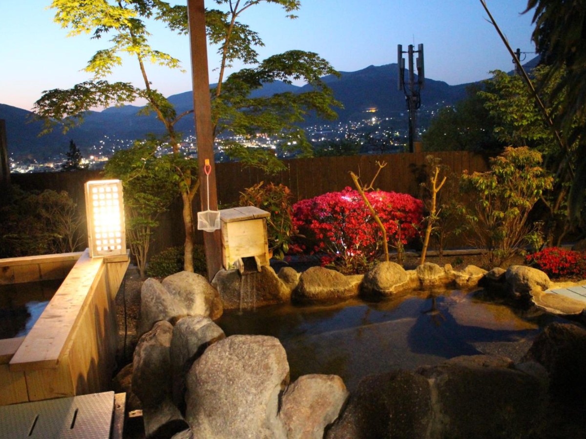 Rock open-air bath in the Annex Standard Room at Yufuin-Sanso Waremokou